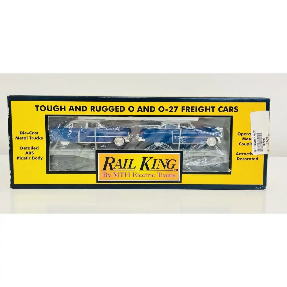 MTH Lines Semi Scale Flat Car w/ Ertl '52 Cadillacs RK-7607L New